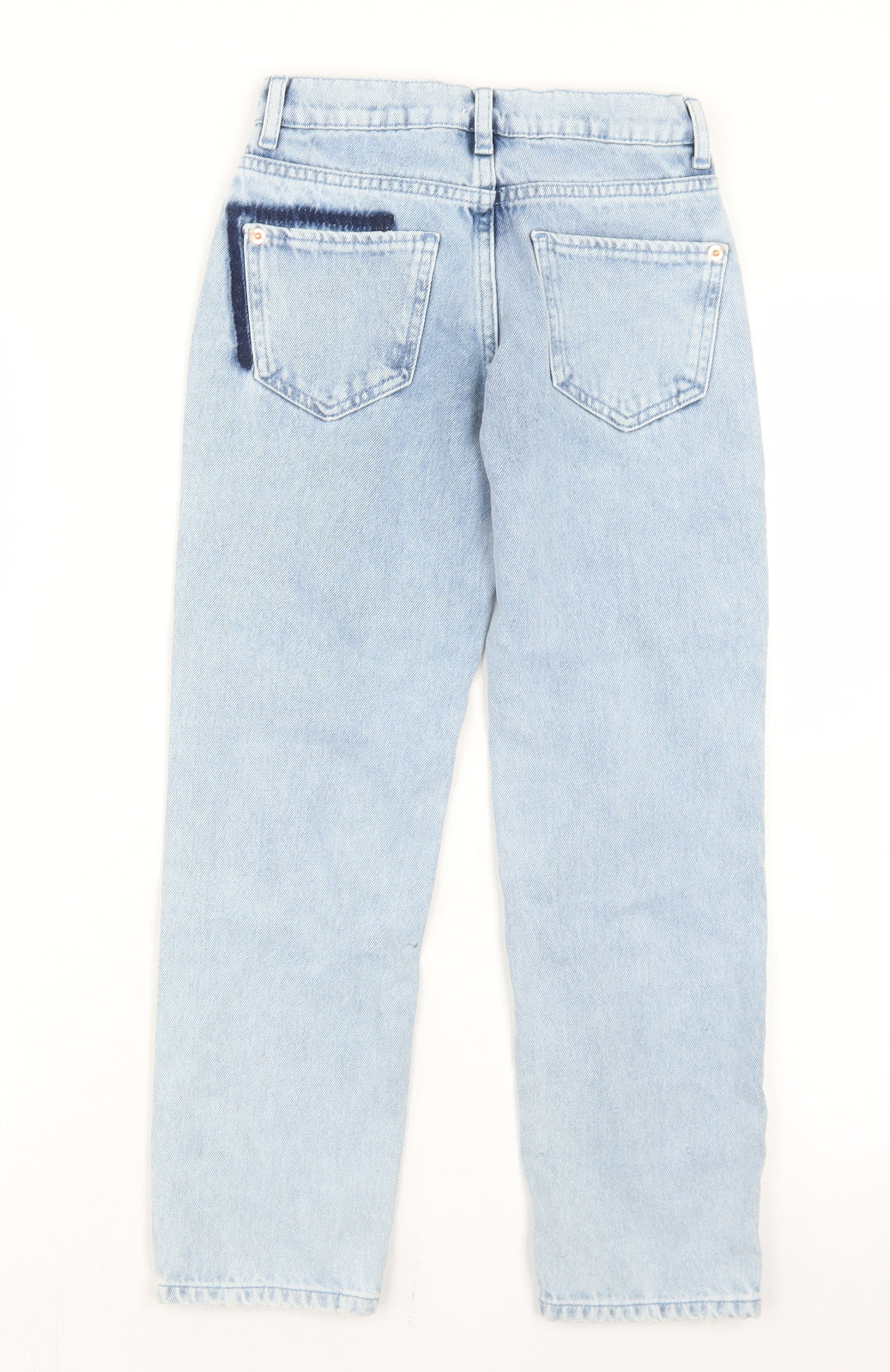 River Island Girls Blue  Cotton Straight Jeans Size 8 Years  Regular Button - Distresses