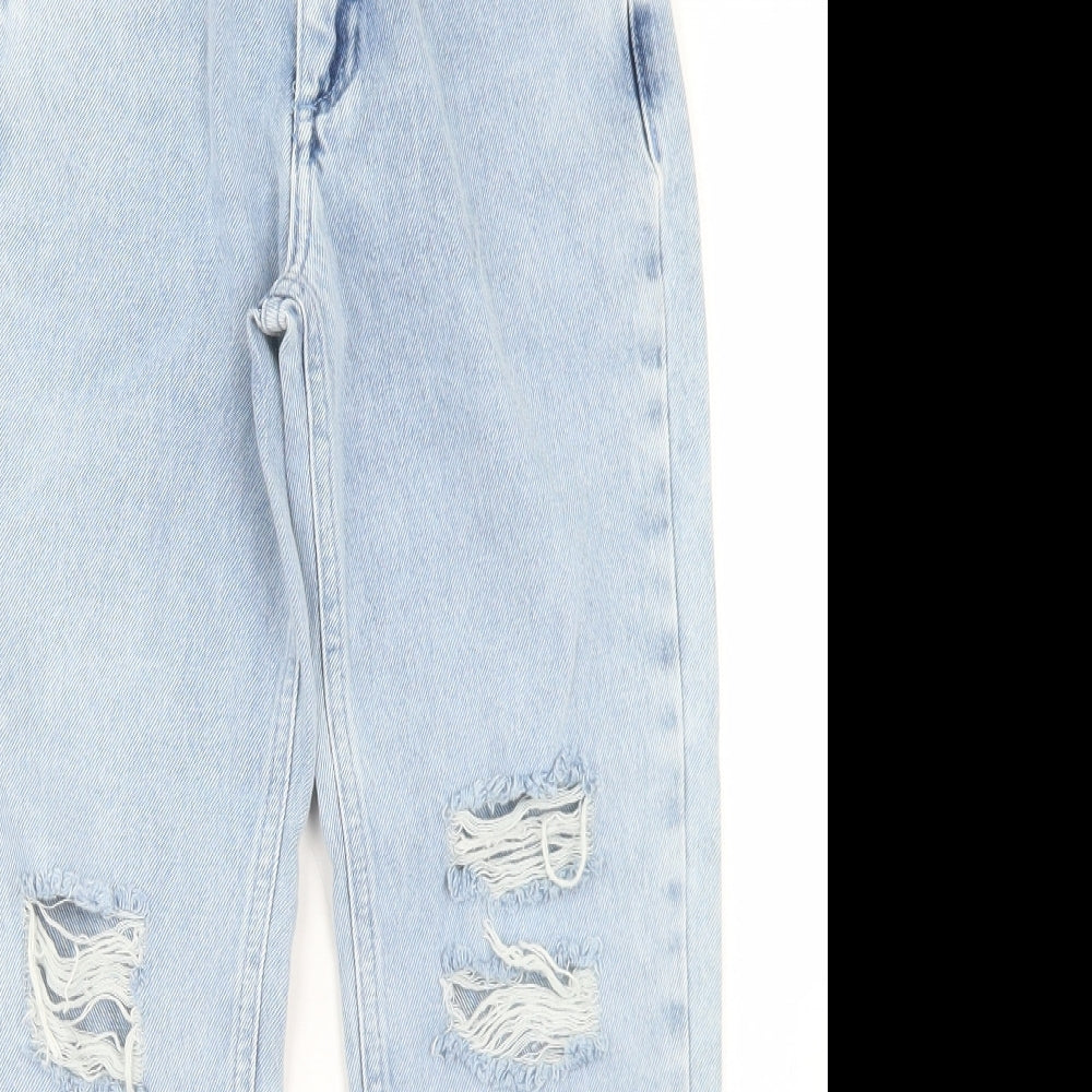River Island Girls Blue  Cotton Straight Jeans Size 8 Years  Regular Button - Distresses