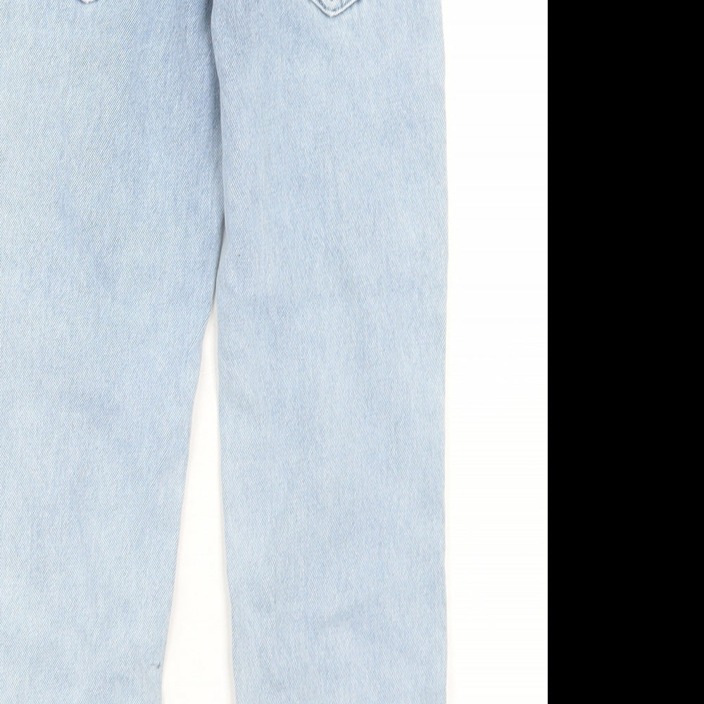 River Island Girls Blue  Cotton Straight Jeans Size 8 Years  Regular Button - Distresses