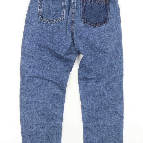 NEXT Girls Blue Patchwork Cotton Straight Jeans Size 9 Months  Regular Button