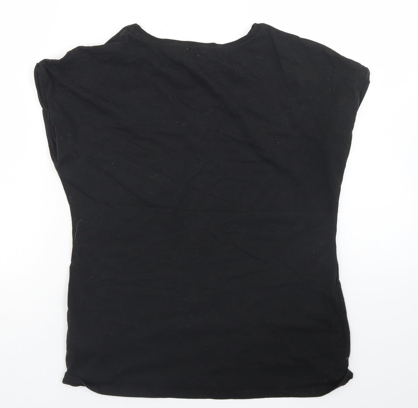 Papaya Womens Black  Cotton Basic T-Shirt Size 8 Round Neck - Love