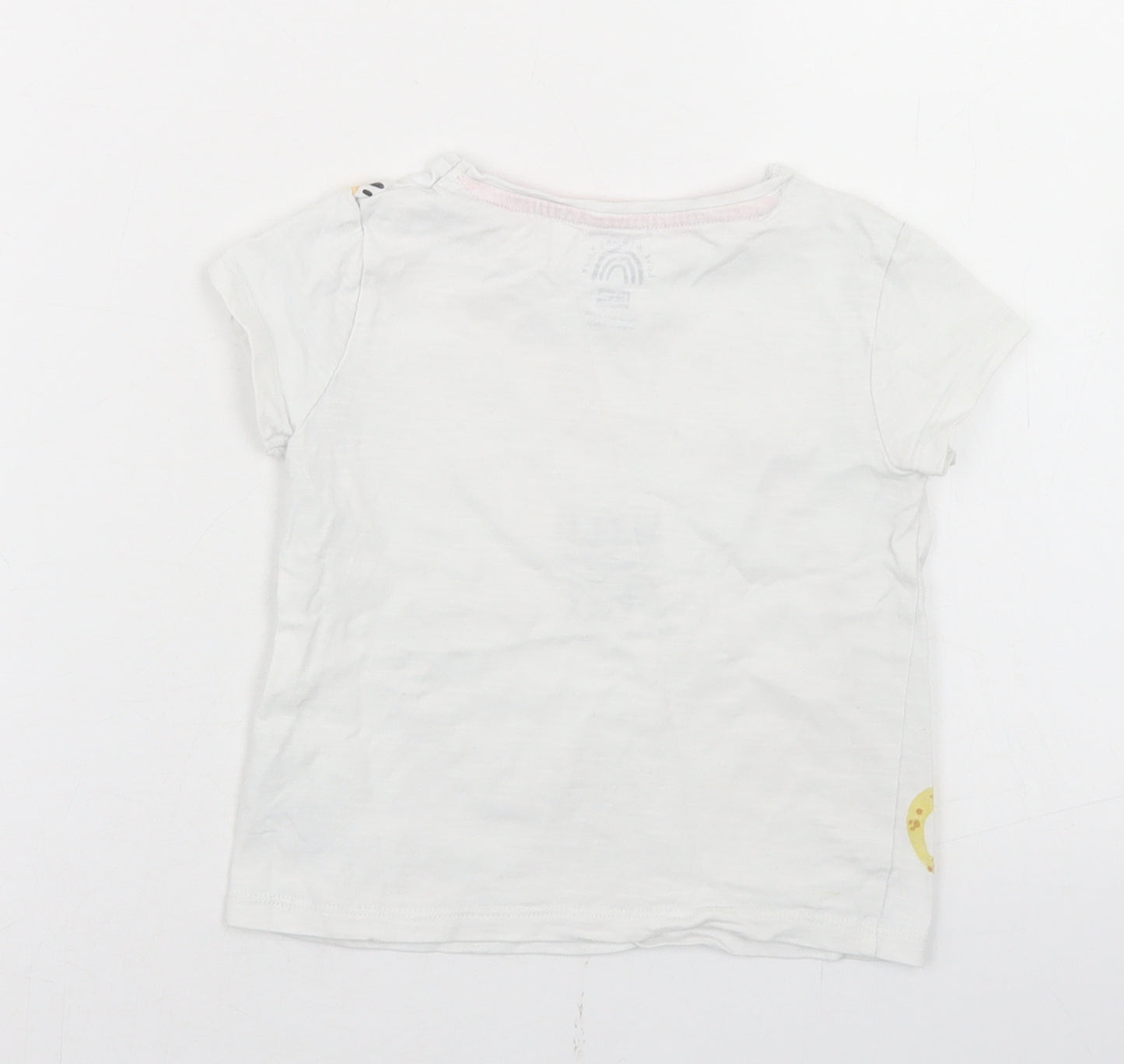 F&F Girls White  Cotton Basic T-Shirt Size 18-24 Months Round Neck  - Zoo Animals