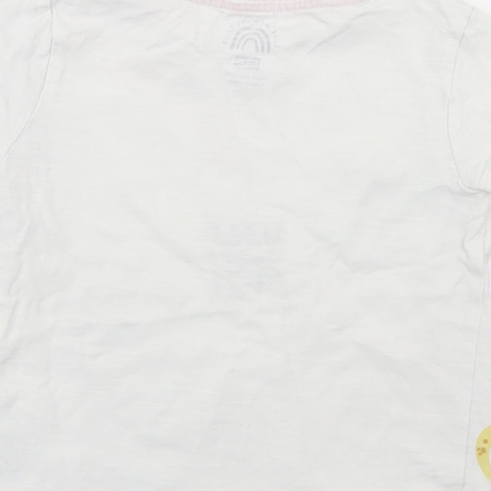 F&F Girls White  Cotton Basic T-Shirt Size 18-24 Months Round Neck  - Zoo Animals
