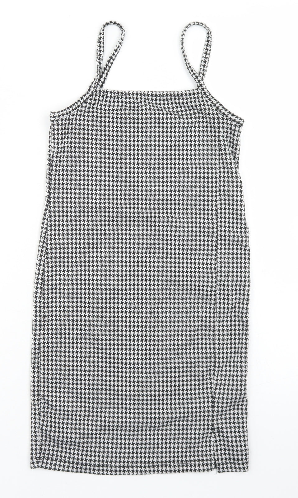 Miss E-vie Girls Black Houndstooth Polyester Pencil Dress  Size 9-10 Years  Square Neck