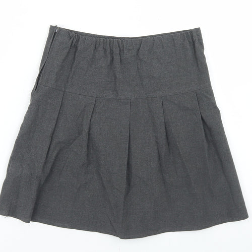 Marks and Spencer Girls Grey  Polyester Pleated Skirt Size 8-9 Years  Regular Zip - School Wear