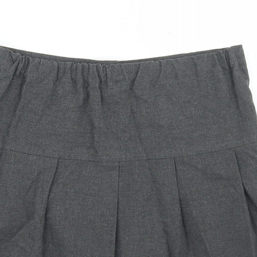Marks and Spencer Girls Grey  Polyester Pleated Skirt Size 8-9 Years  Regular Zip - School Wear