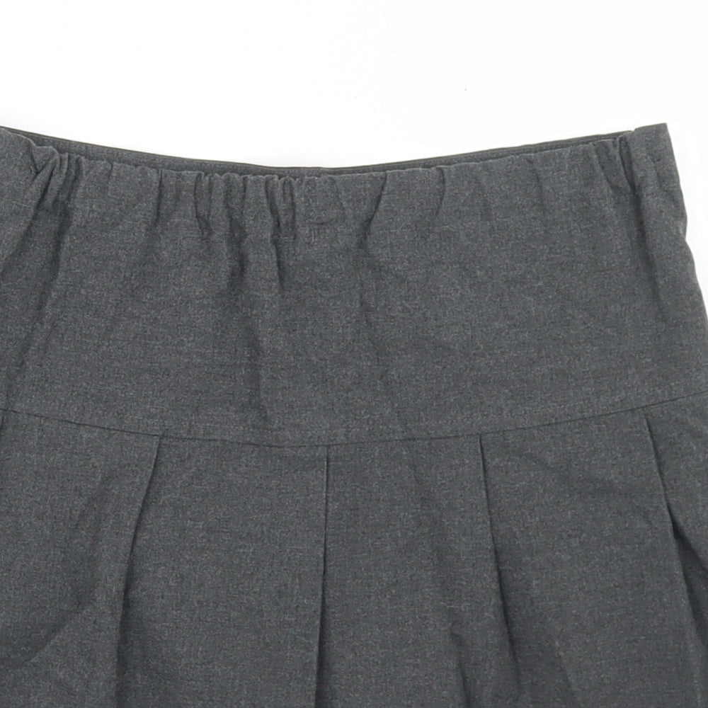 Marks and Spencer Girls Grey  Polyester Pleated Skirt Size 8-9 Years  Regular Zip - School Wear