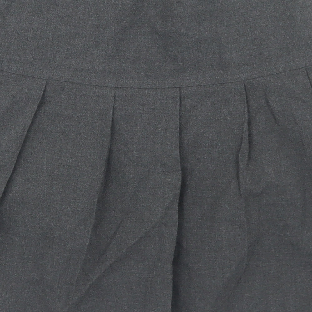 Marks and Spencer Girls Grey  Polyester Pleated Skirt Size 8-9 Years  Regular Zip - School Wear
