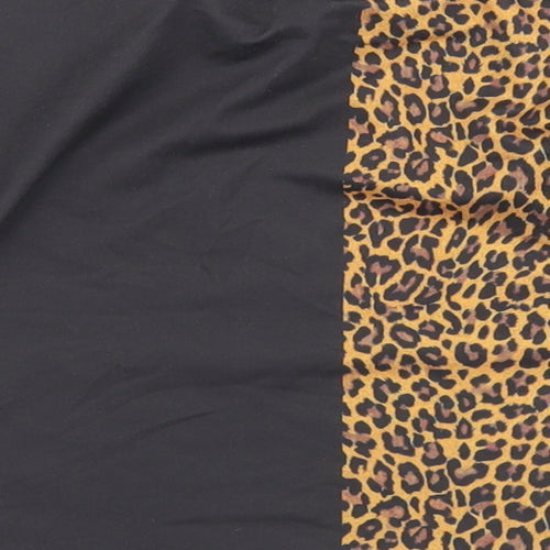 Souluxe Girls Black Animal Print Polyester Cropped T-Shirt Size 8-9 Years Crew Neck  - Fierce