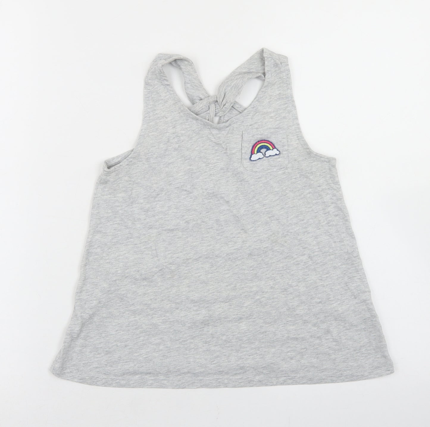 Gap Girls Green  Cotton Basic Tank Size 8-9 Years Round Neck  - Rainbow