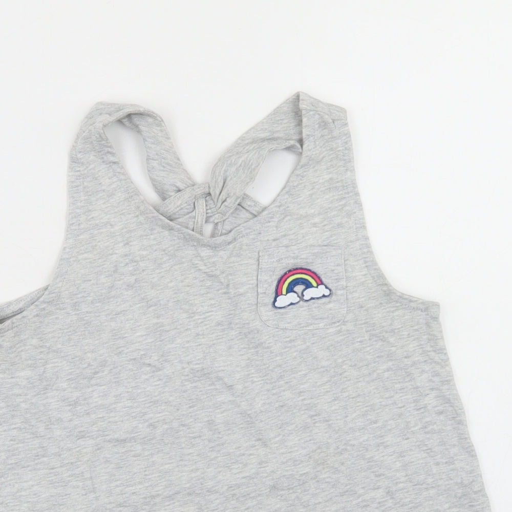 Gap Girls Green  Cotton Basic Tank Size 8-9 Years Round Neck  - Rainbow