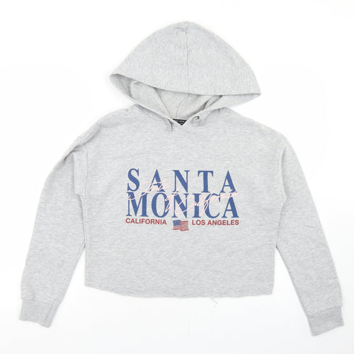 New Look Girls Grey  Polyester Pullover Hoodie Size 12-13 Years   - Cropped