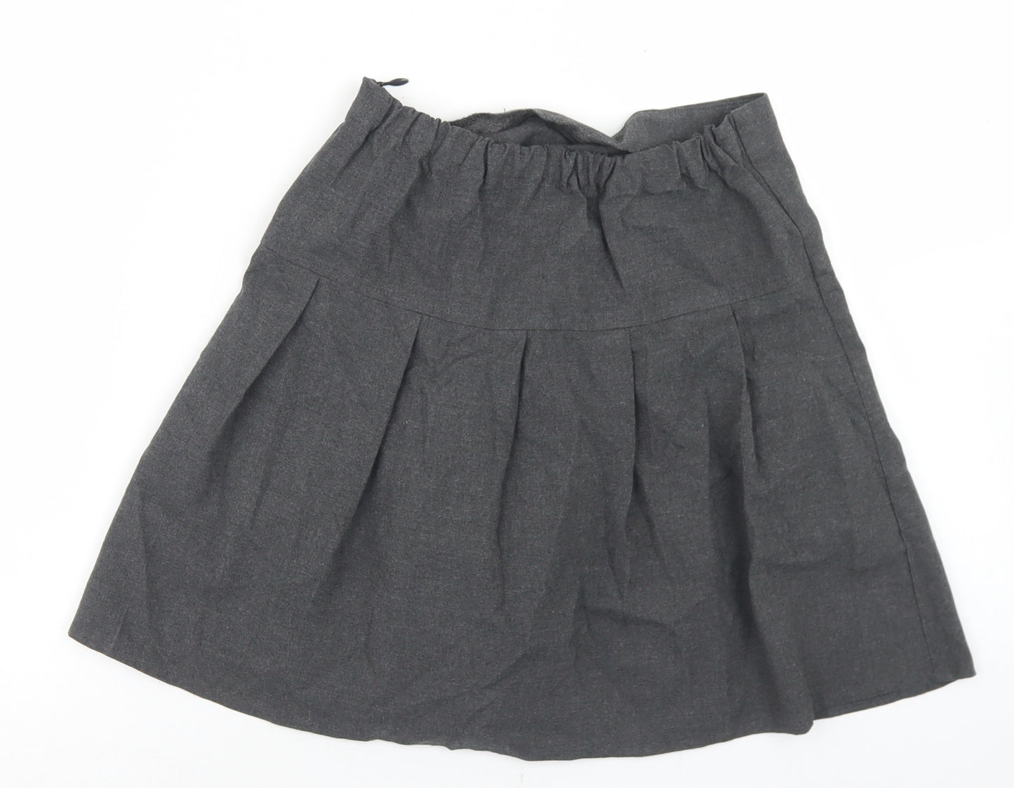 Marks and Spencer Girls Grey  Polyester Pleated Skirt Size 9-10 Years  Regular Zip - School Wear