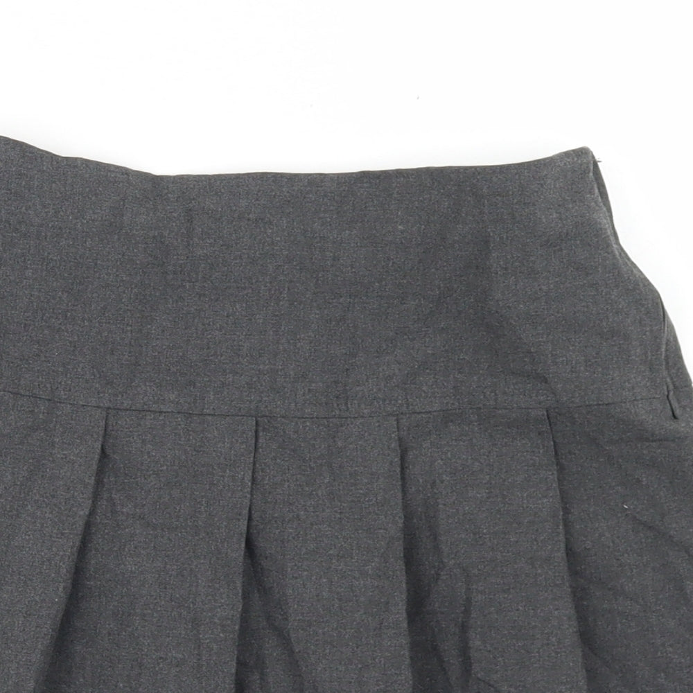 Marks and Spencer Girls Grey  Polyester Pleated Skirt Size 9-10 Years  Regular Zip - School Wear