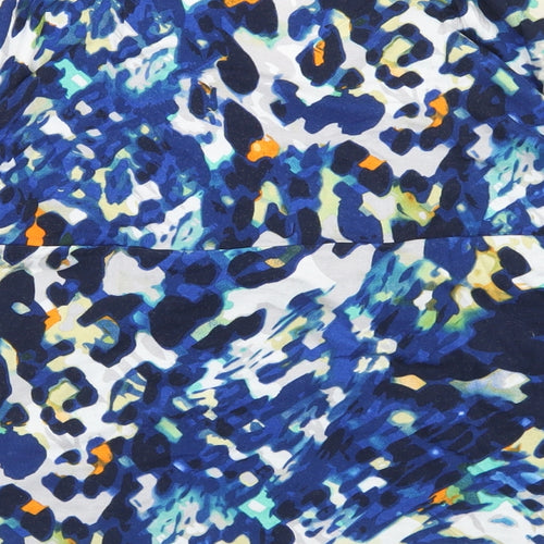 Per Una Womens Blue Animal Print Viscose Basic Blouse Size 14 Round Neck - Wrap Front