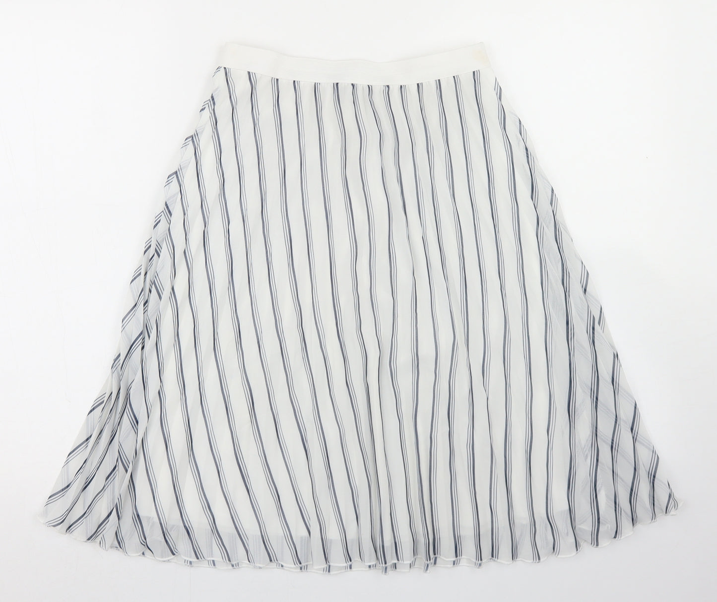 Atmosphere Womens White Striped Polyester Pleated Skirt Size 8    -