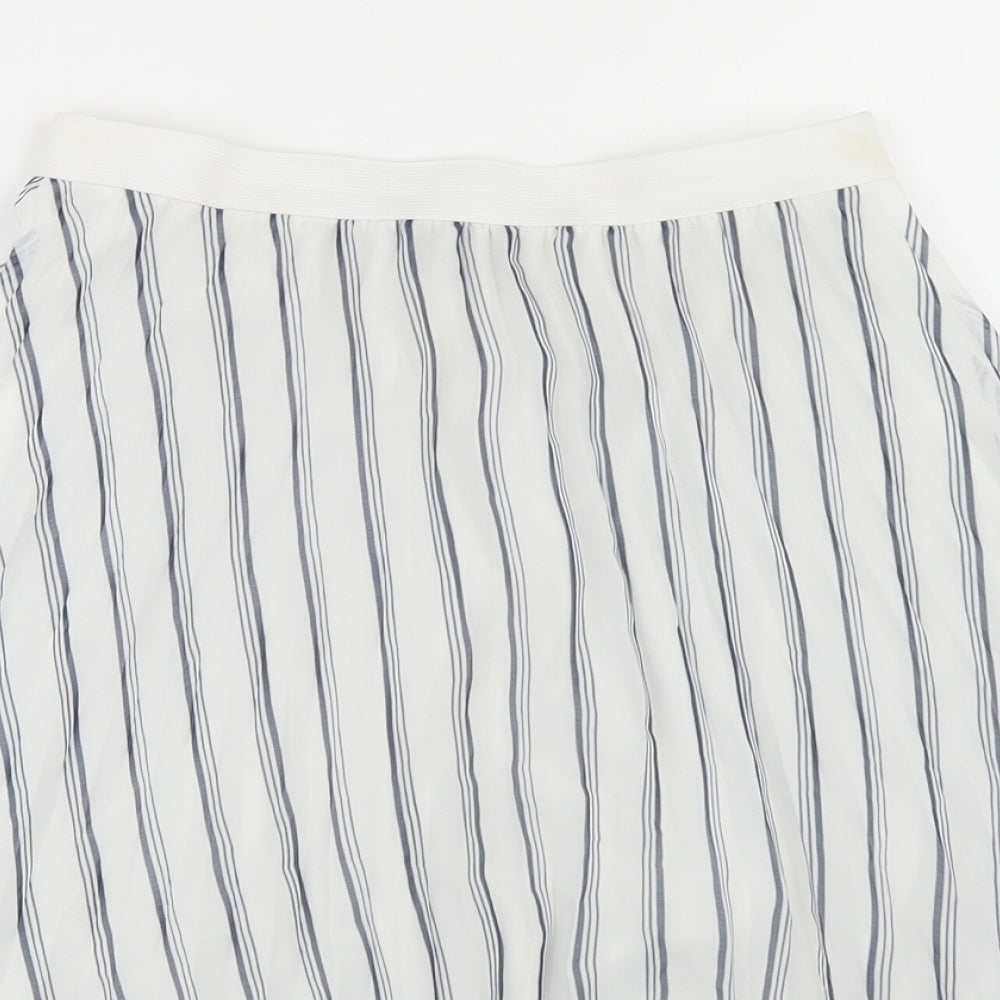Atmosphere Womens White Striped Polyester Pleated Skirt Size 8    -