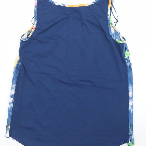 Dunnes Stores Womens Blue Geometric Polyester Basic Tank Size 8 Round Neck