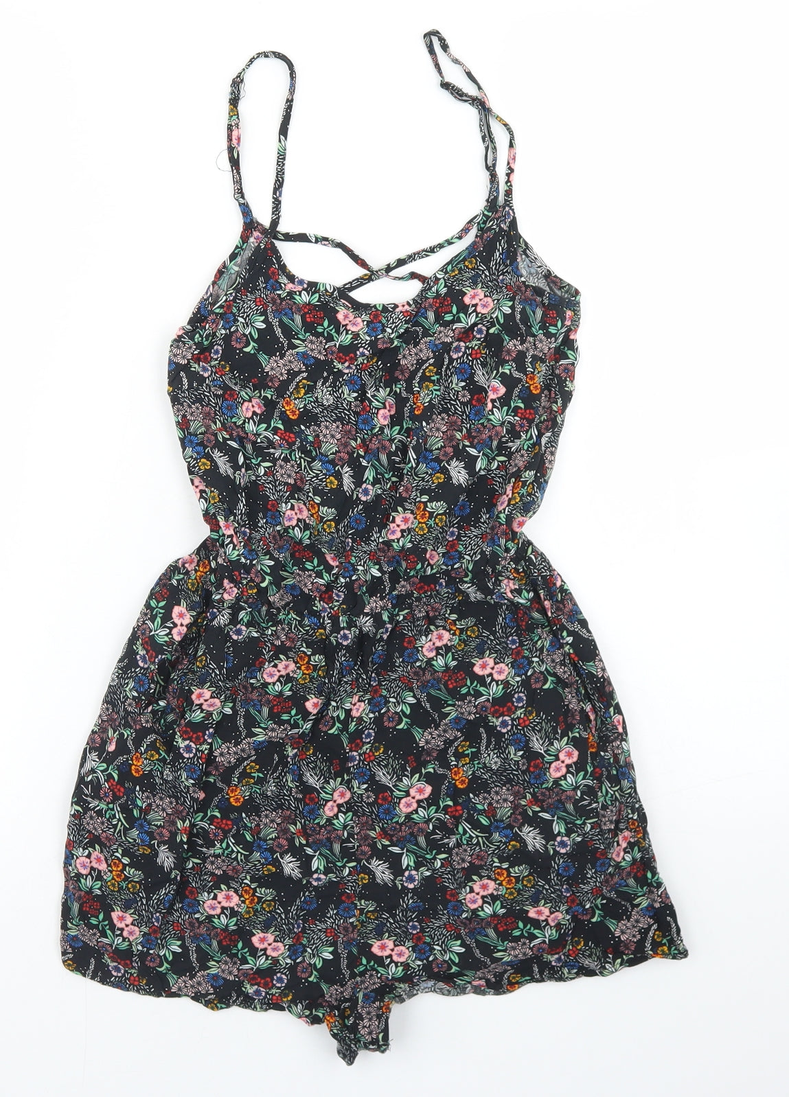 Divided Womens Black Floral Viscose Playsuit One-Piece Size 6