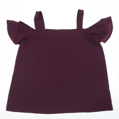 Atmosphere Womens Purple  Polyester Basic Blouse Size 10 Off the Shoulder - cold Shoulder