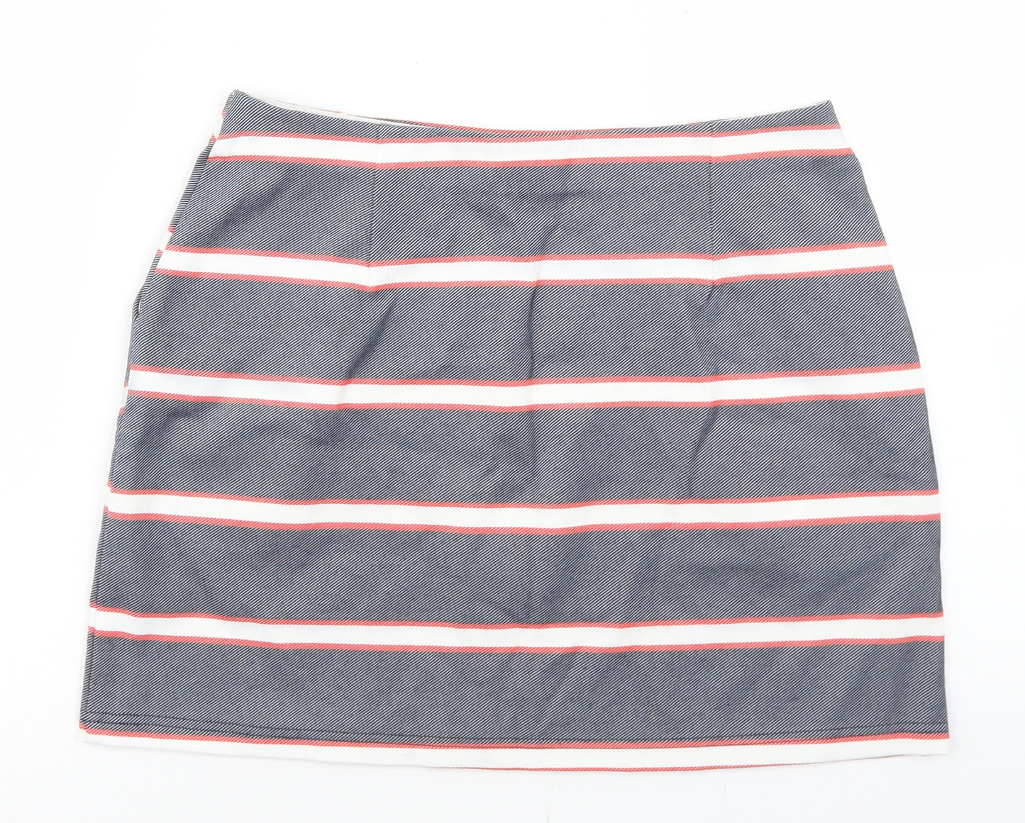 Oasis Womens Blue Striped Viscose A-Line Skirt Size S