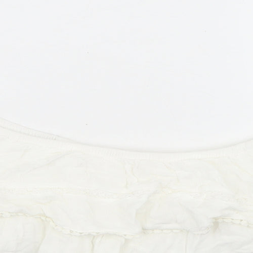 H&M Womens White  Viscose Cropped Blouse Size 4 Off the Shoulder