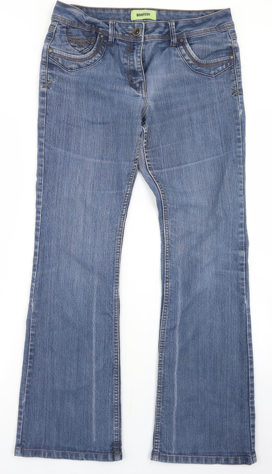 George Womens Blue  Cotton Bootcut Jeans Size 12 L29 in Regular Button