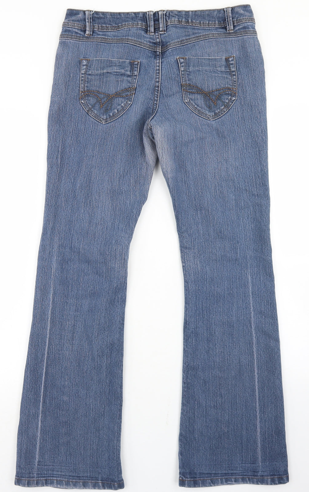 George Womens Blue  Cotton Bootcut Jeans Size 12 L29 in Regular Button