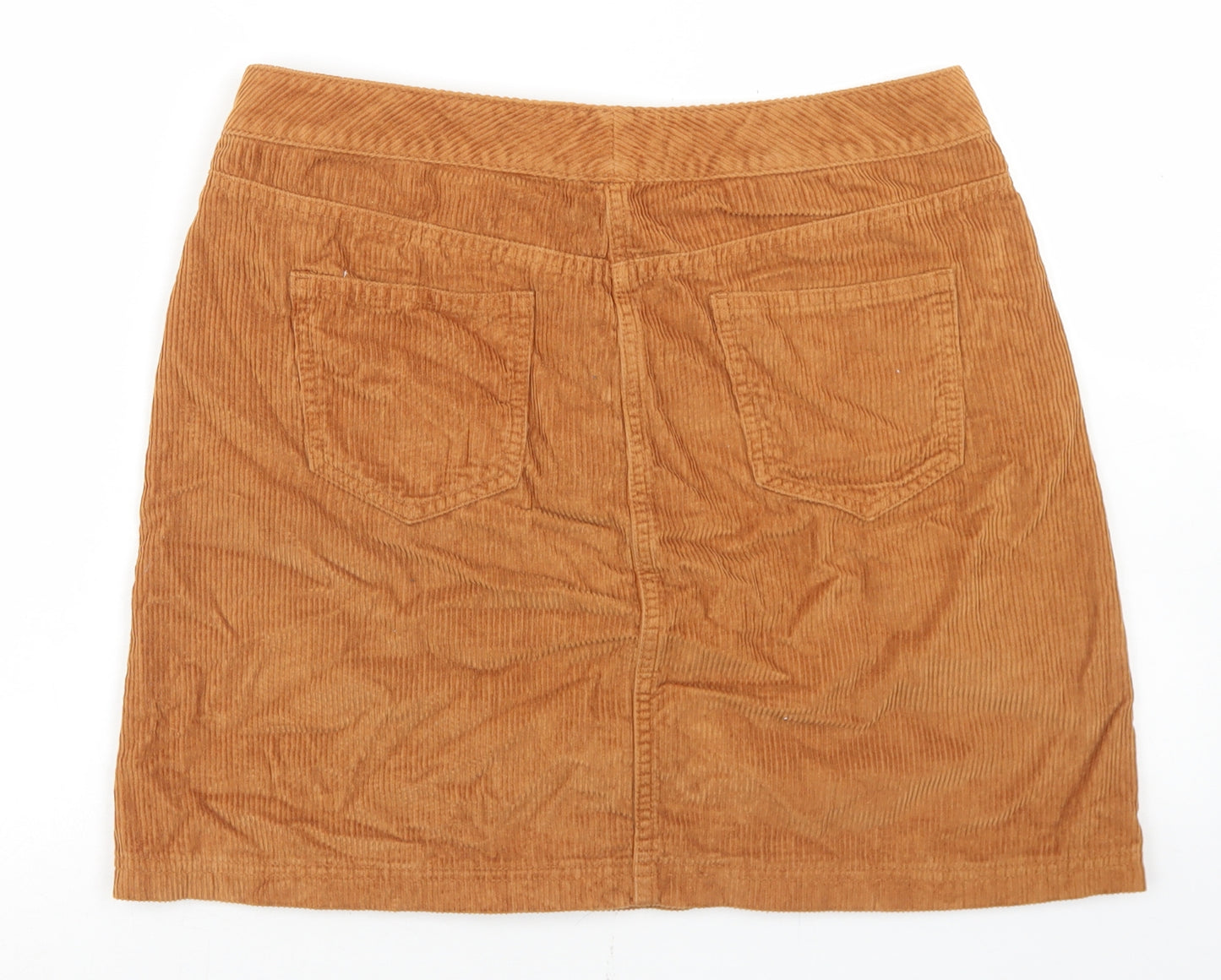 F&F Womens Brown  Cotton A-Line Skirt Size 12   Button