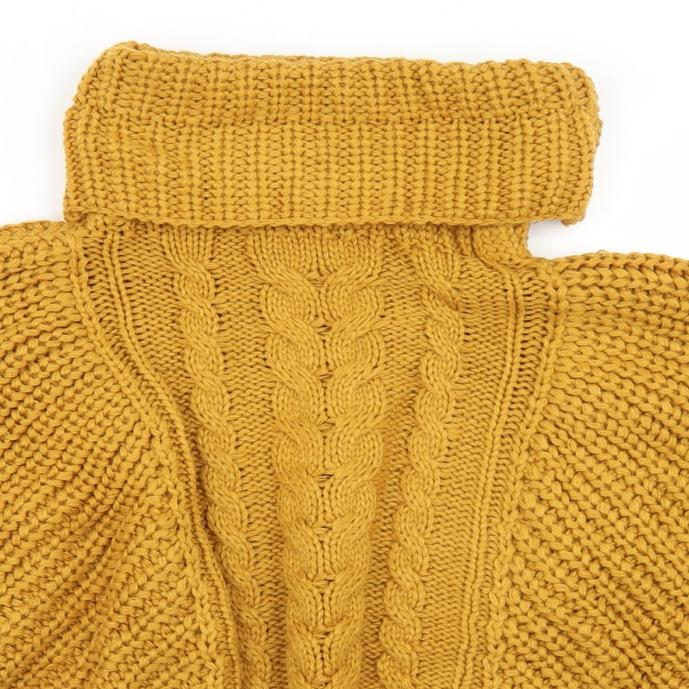 Accessorize Womens Yellow Roll Neck  Acrylic Pullover Jumper Size S   - Poncho