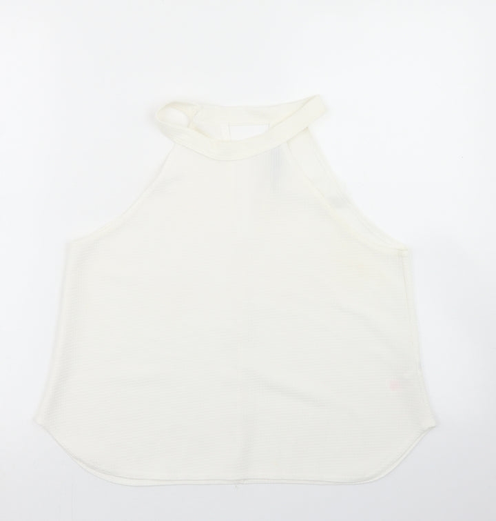 Boohoo Womens White Polyester Basic Blouse Size 12 Halter