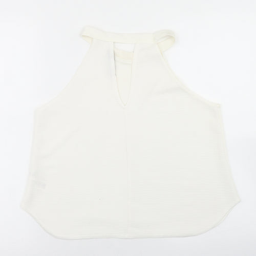 Boohoo Womens White  Polyester Basic Blouse Size 12 Halter