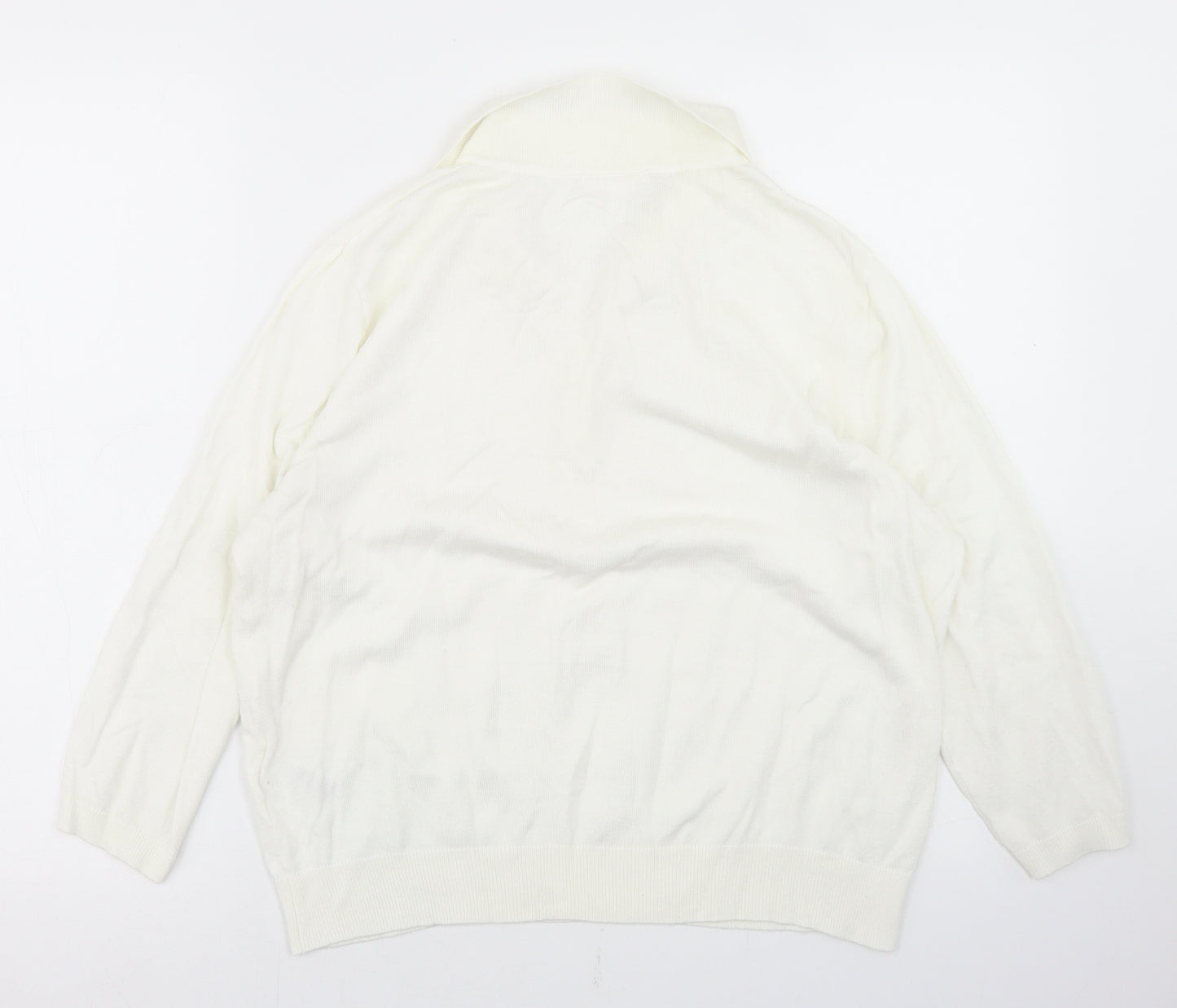 H&M Womens White  Acrylic Basic Polo Size M Collared