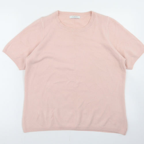 Marks and Spencer Womens Pink Crew Neck  Acrylic Pullover Jumper Size 16