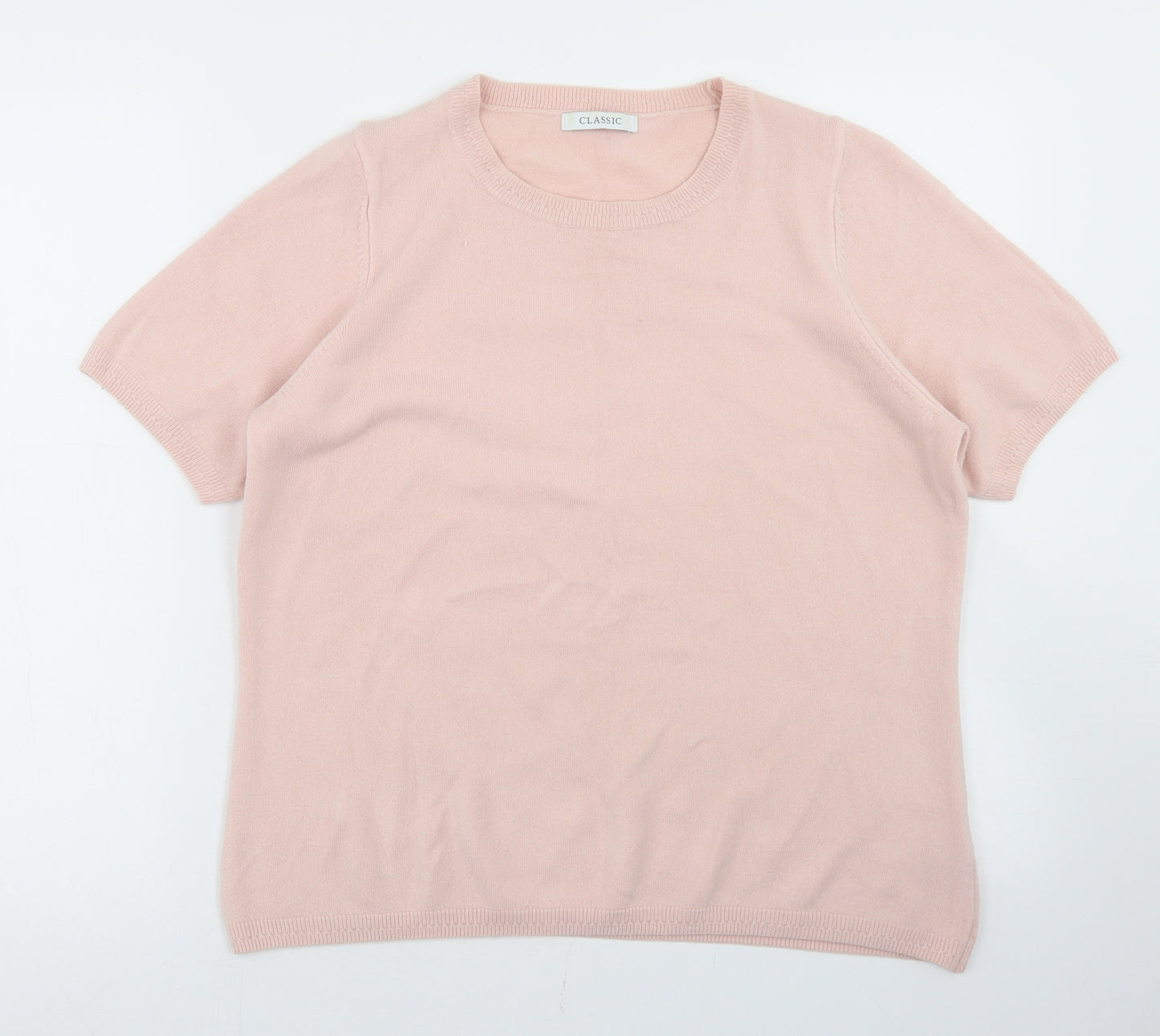 Marks and Spencer Womens Pink Crew Neck  Acrylic Pullover Jumper Size 16