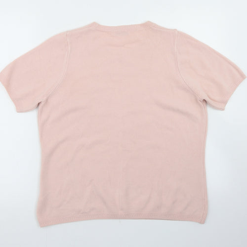 Marks and Spencer Womens Pink Crew Neck  Acrylic Pullover Jumper Size 16