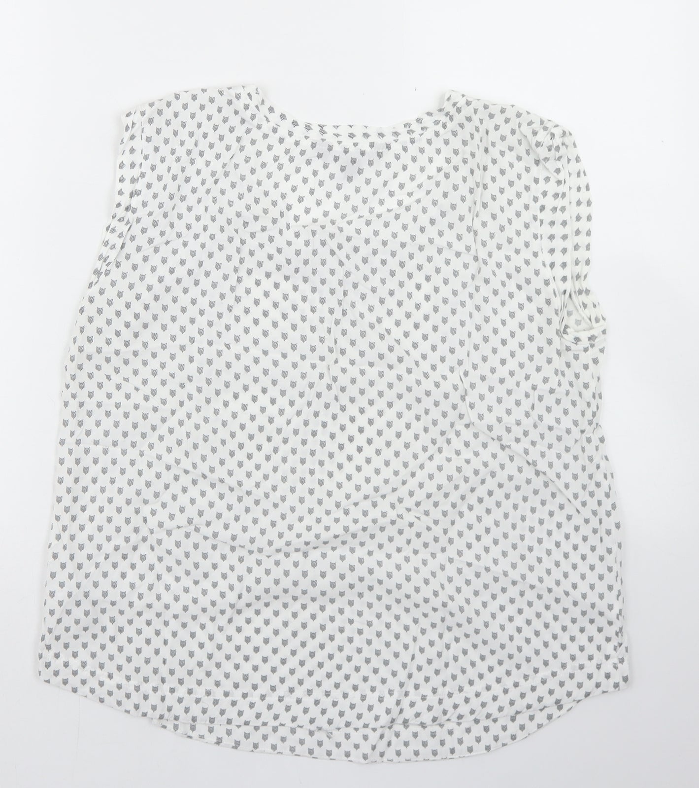 Velvet Heart Womens White Geometric Viscose Basic Blouse Size S Round Neck