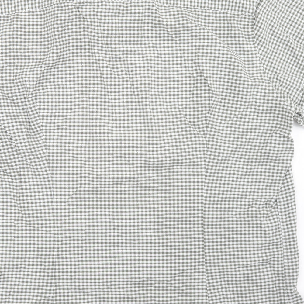 NEXT Mens Grey Check Cotton  Button-Up Size 2XL Collared Button