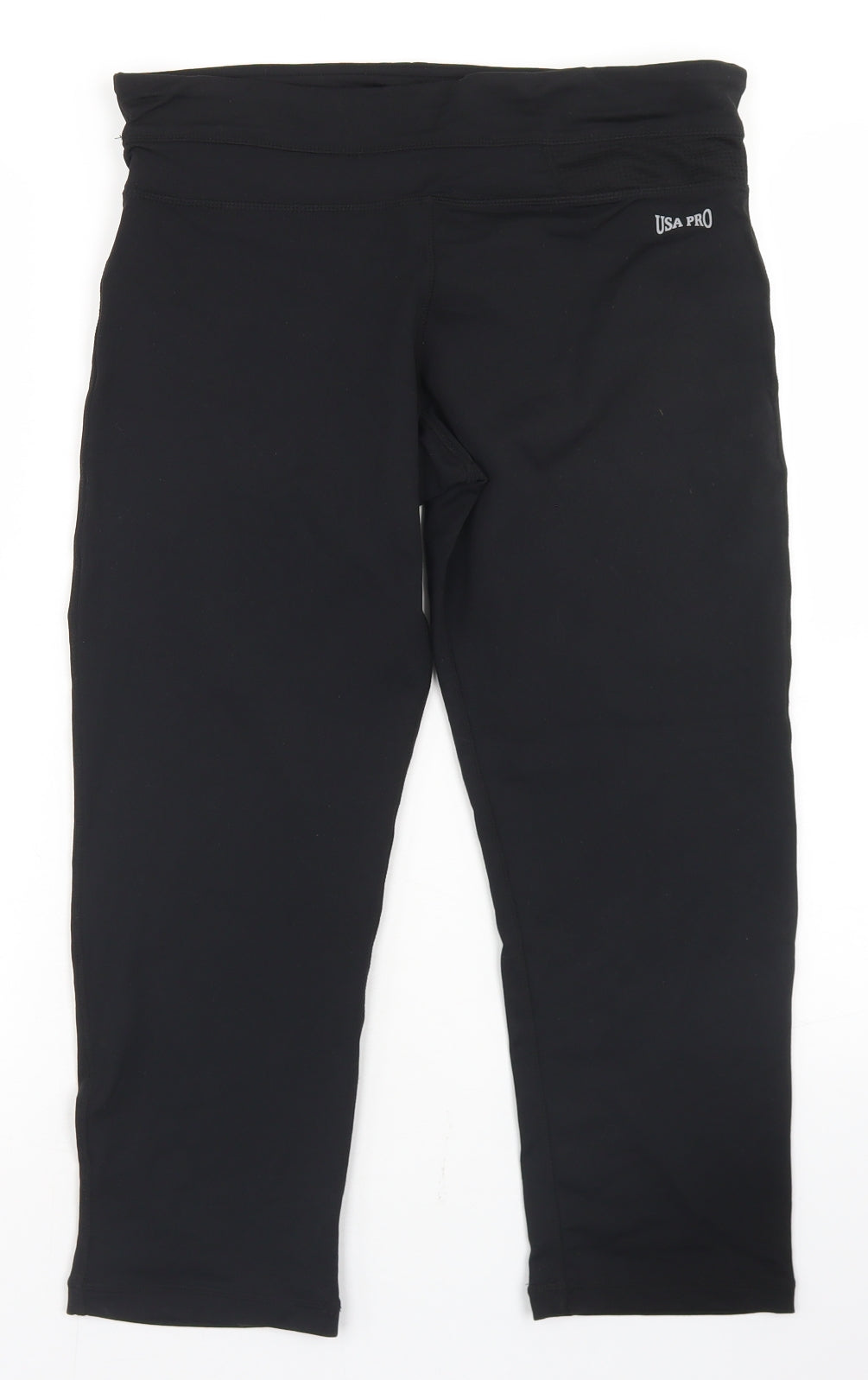 USA Pro Womens Black  Nylon Cropped Leggings Size 14 L21 in Regular