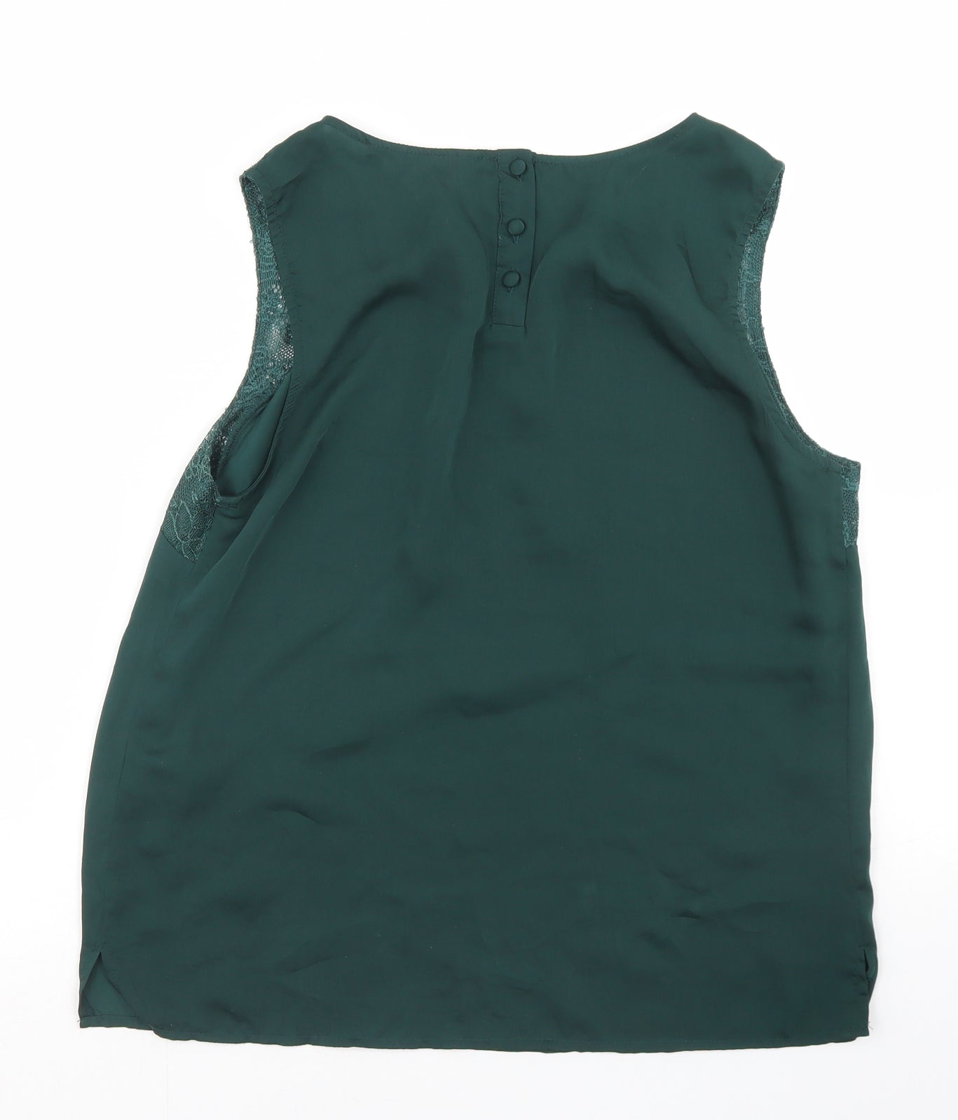 New Look Womens Green  Polyester Basic Blouse Size 12 Round Neck - Lace Shoulder Details