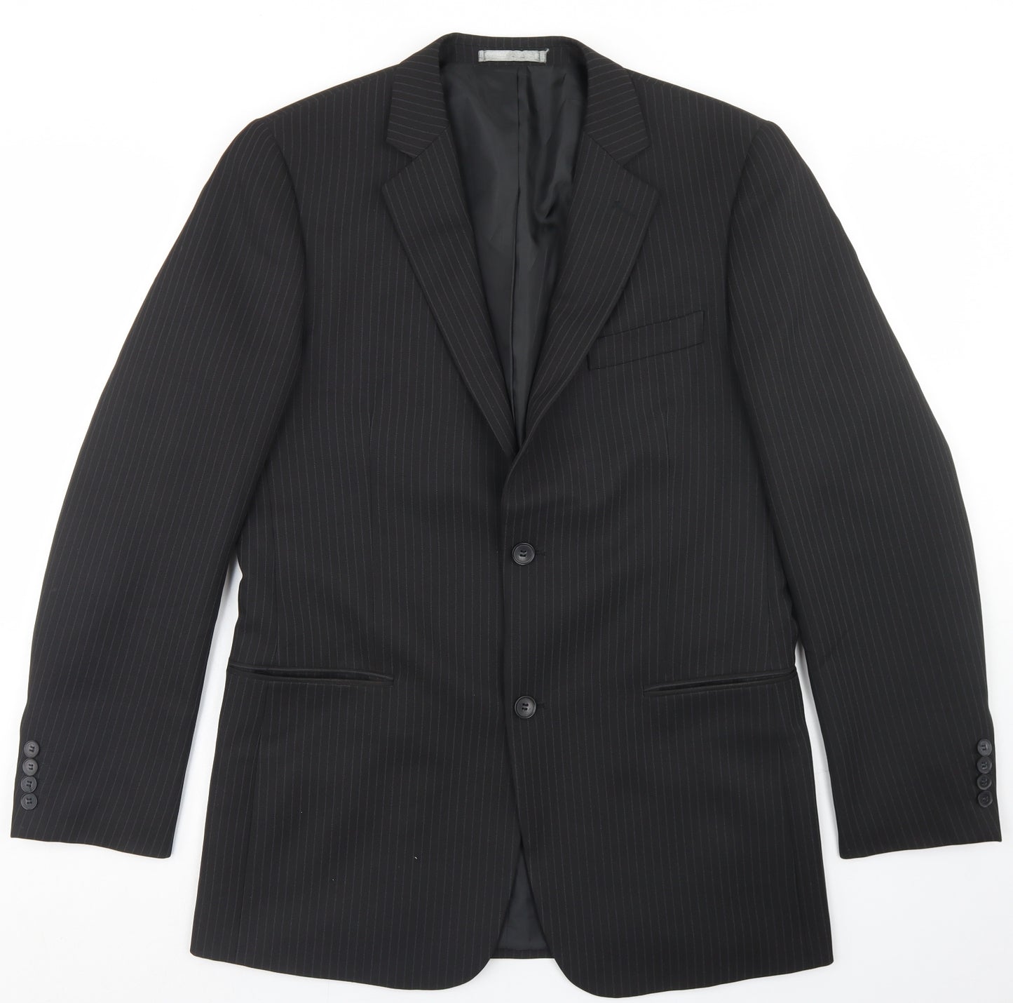 Taylor & Wright Mens Black Striped Polyester Jacket Blazer Size 40