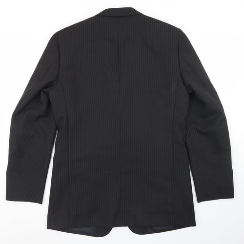 Taylor & Wright Mens Black Striped Polyester Jacket Blazer Size 40