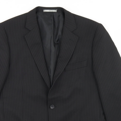 Taylor & Wright Mens Black Striped Polyester Jacket Blazer Size 40