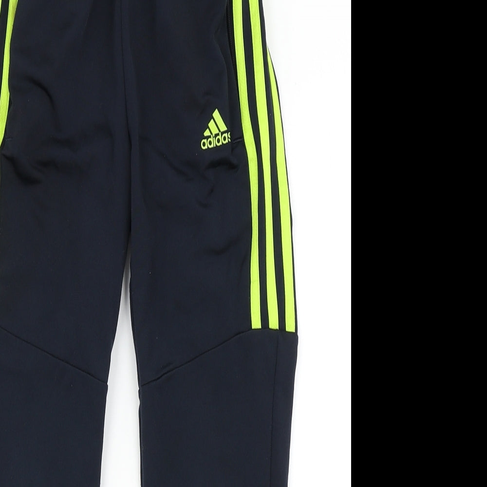 adidas Boys Blue  100% Polyester Jogger Trousers Size 7-8 Years  Regular Drawstring
