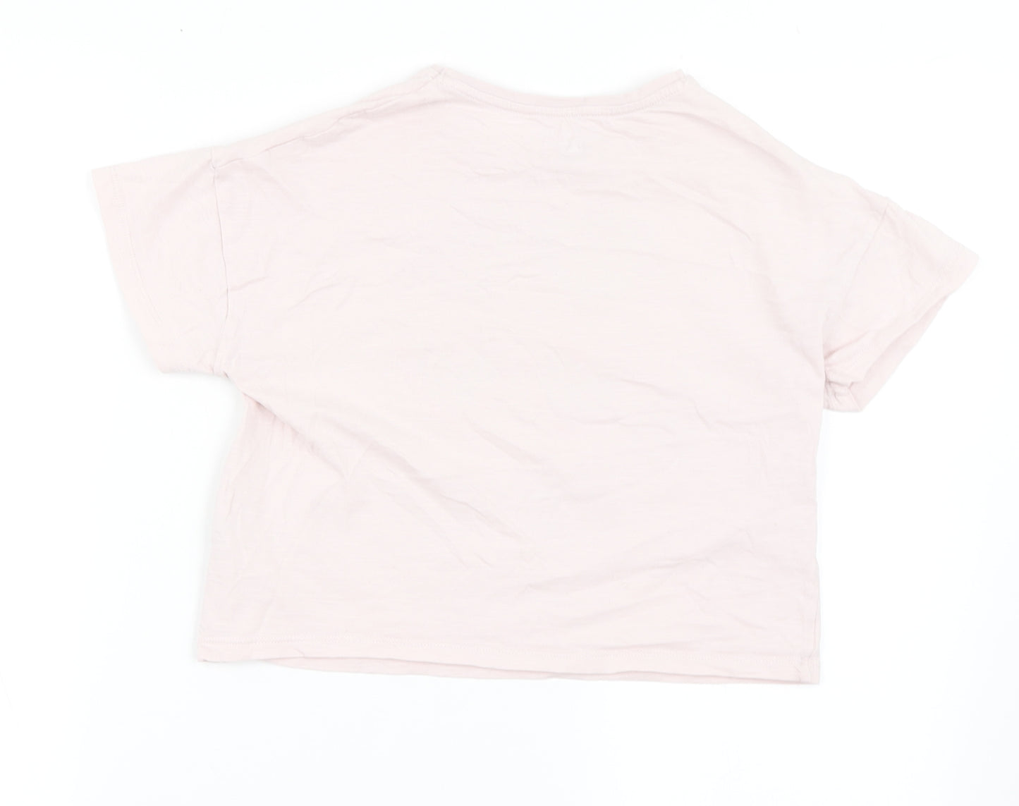 F&F Girls Pink  100% Cotton Cropped T-Shirt Size 9-10 Years Round Neck Pullover - Sunglasses, Summer Fun