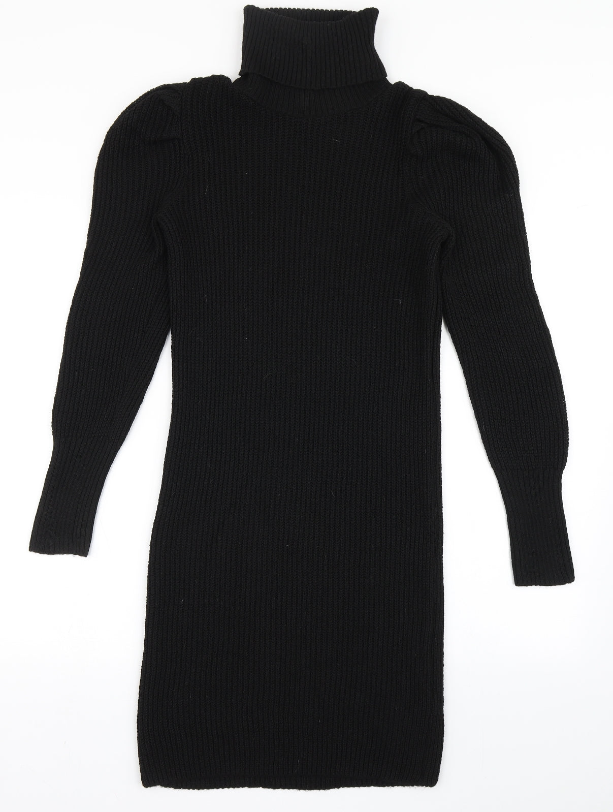 F&F Womens Black  Acrylic Jumper Dress  Size 6  Roll Neck Pullover