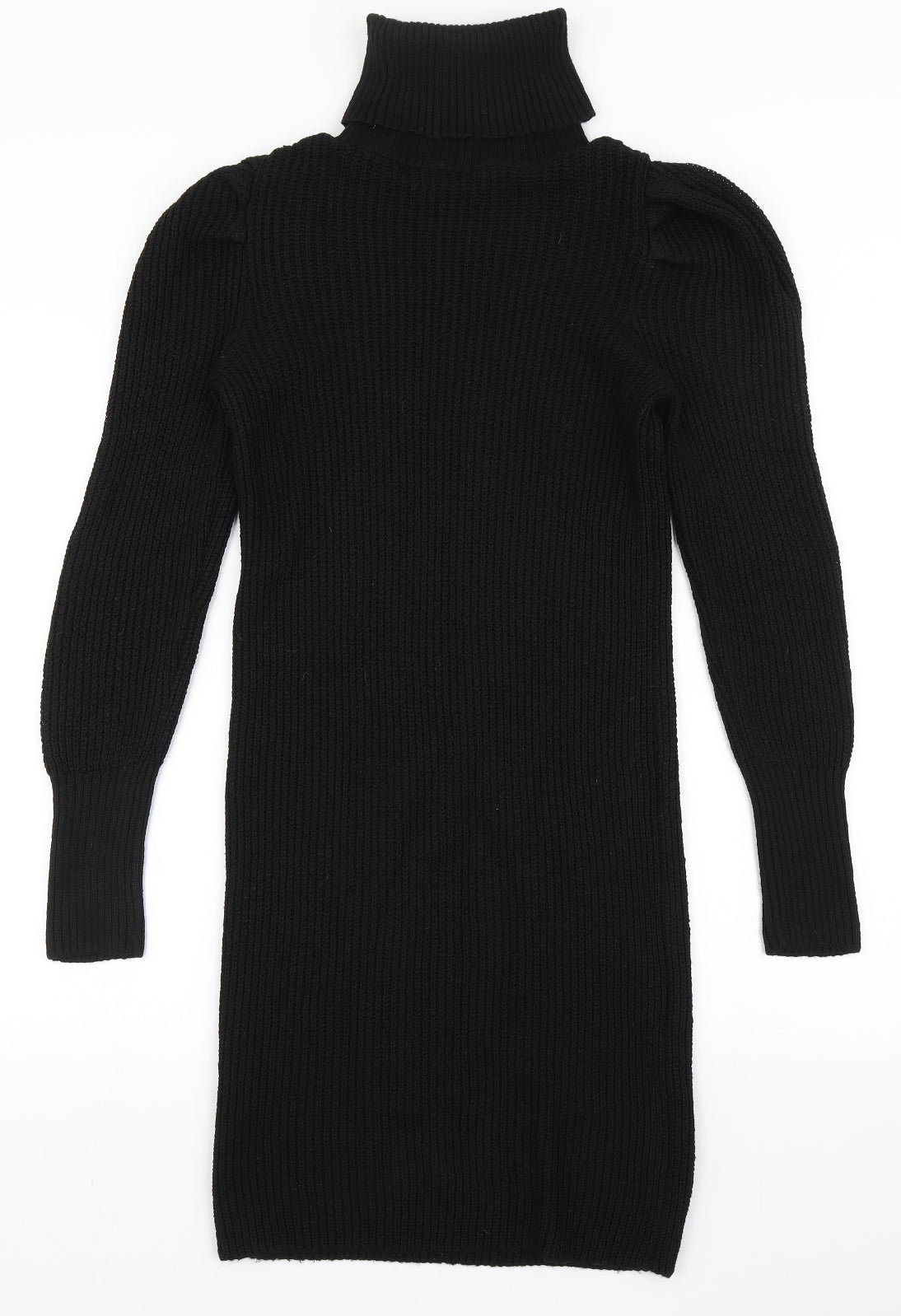F&F Womens Black  Acrylic Jumper Dress  Size 6  Roll Neck Pullover