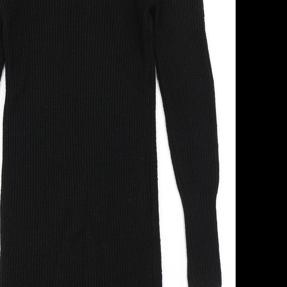 F&F Womens Black  Acrylic Jumper Dress  Size 6  Roll Neck Pullover