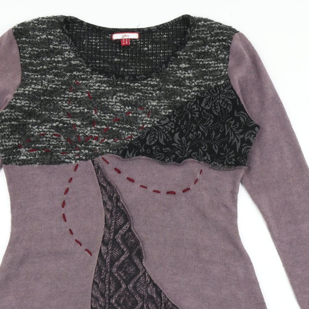 Joe Browns Womens Purple  Acrylic Jumper Dress  Size 12  Scoop Neck Pullover