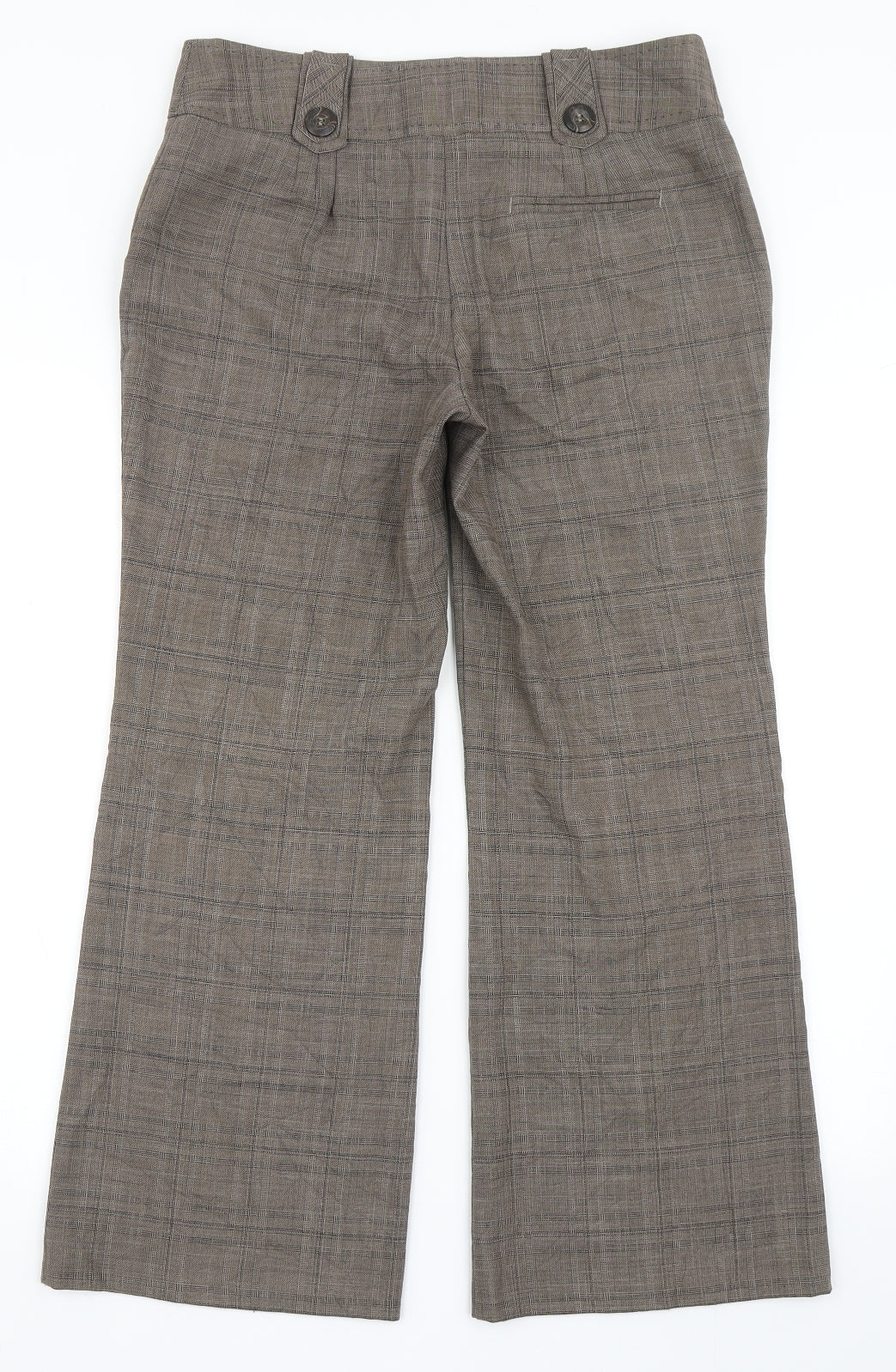 NEXT Womens Brown Check Polyester Sweatpants Trousers Size 10 L26.5 in Regular Zip